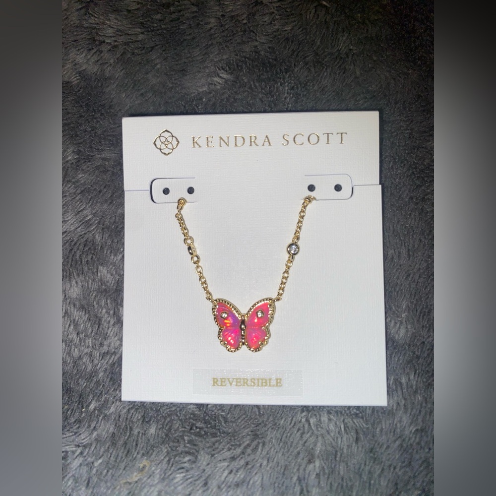 BNWT Kendra Scott Cailey Butterfly Gold & Pink  Short Pendant Necklace, 19" $85